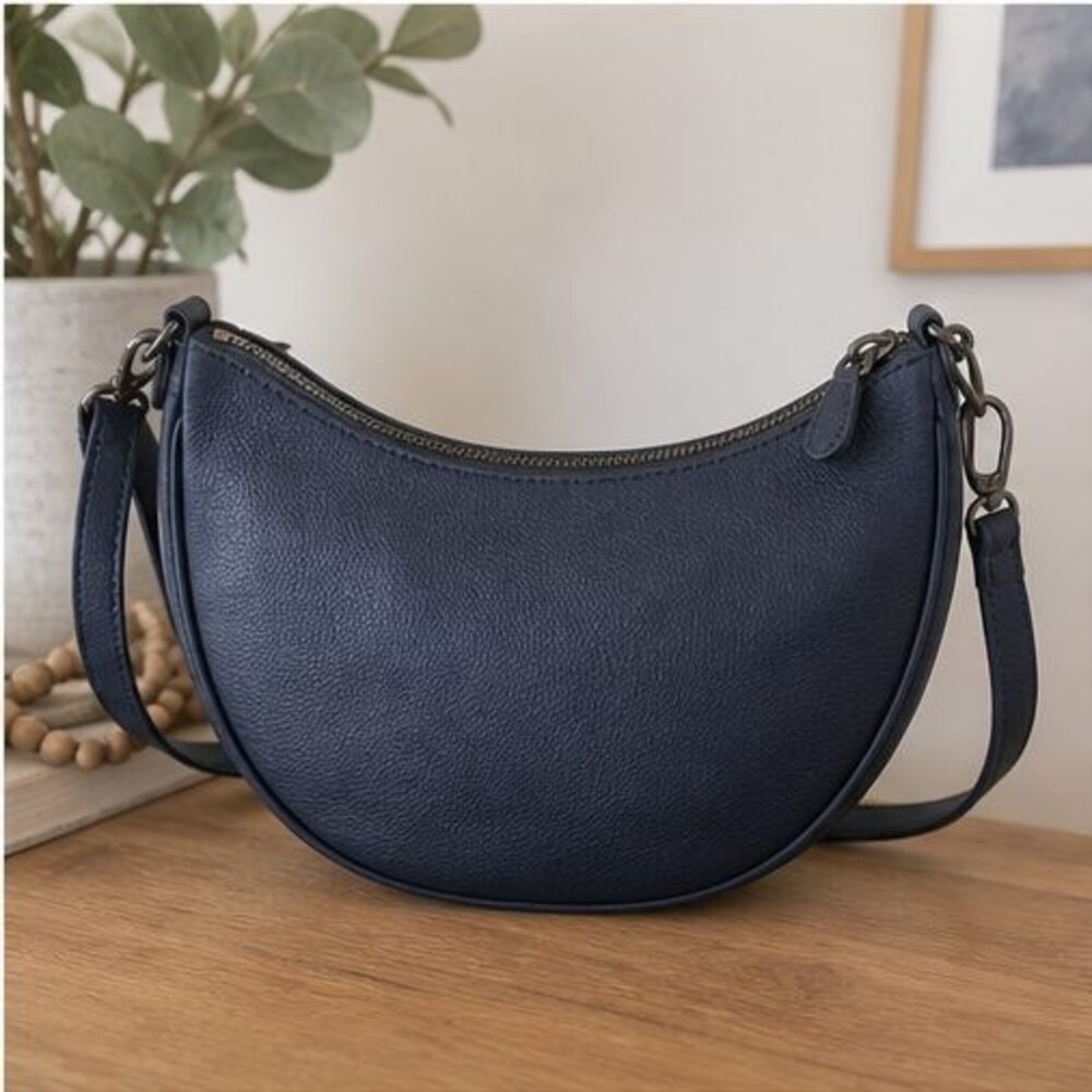 Navy Faux Leather Bag